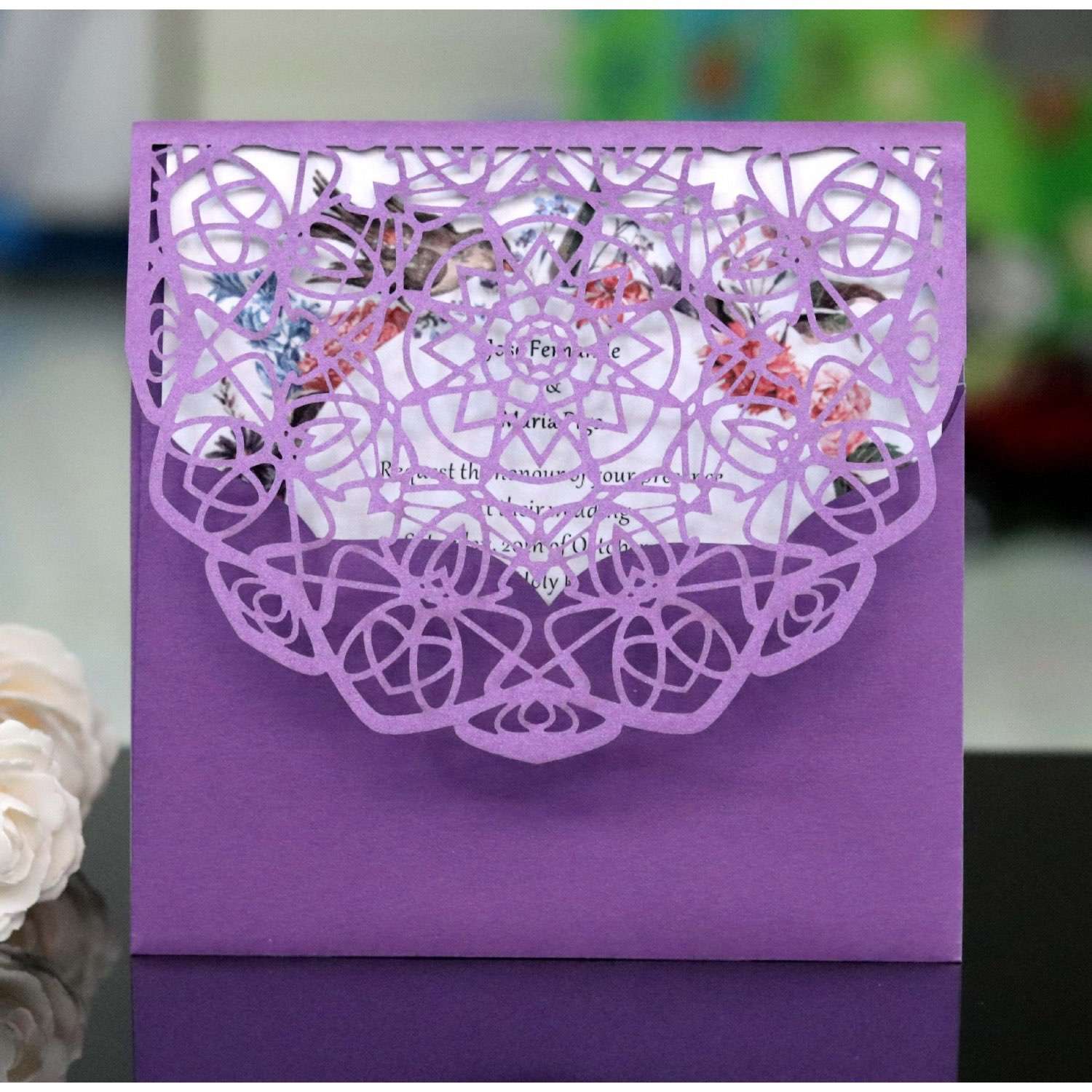 Holiday Greeting Card Wedding Supplies Laser Cut Paper Square Invitation Customization